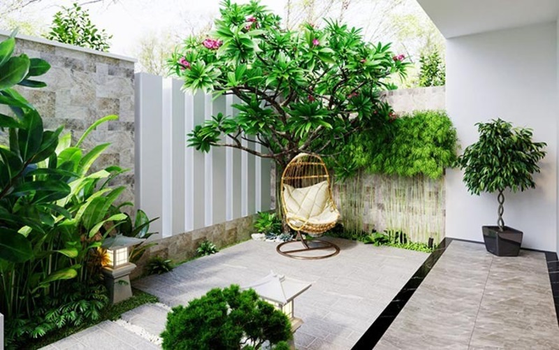 Tiểu cảnh mini trước nhà